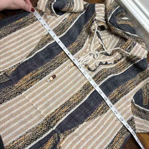 Soft Surroundings Size M Tunic Pullover Hoodie Striped Earthy Granola Beach Boho - Picture 7 of 16